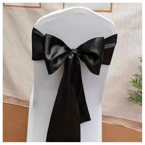 Hrlace Satin Stuhl Schärpen Schleifen Stuhl Schärpen Schleife Band Stuhl Krawatten Stuhlschärpe Dekoration für Hochzeit Bankett Thanksgiving Event Supplies Party Hotel Dekor Schwarz 100 Stück von Hrlace