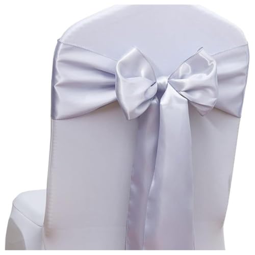 Hrlace Satin Stuhl Schärpen Schleifen Stuhl Schärpen Schleife Band Stuhl Krawatten Stuhlschärpe Dekoration für Hochzeit Bankett Thanksgiving Event Supplies Party Hotel Dekor Silbergrau 100 Stück von Hrlace