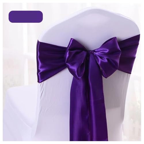 Hrlace Satin Stuhl Schärpen Schleifen Stuhl Schärpen Schleife Band Stuhl Krawatten Stuhlschärpe Dekoration für Hochzeit Bankett Thanksgiving Event Supplies Party Hotel Dekor Tiefes Violett 100 Stück von Hrlace