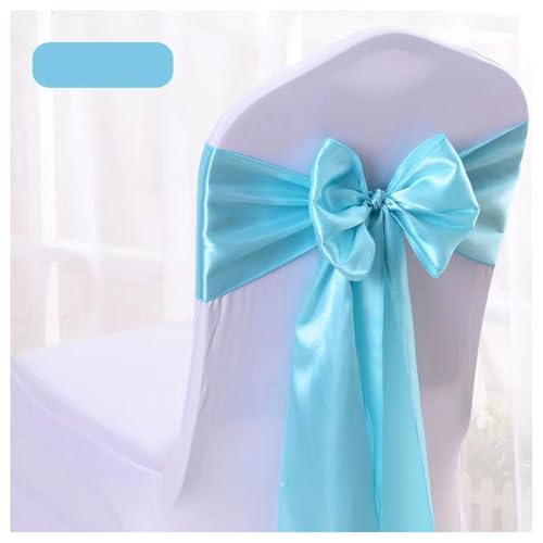 Hrlace Satin Stuhl Schärpen Schleifen Stuhl Schärpen Schleife Band Stuhl Krawatten Stuhlschärpe Dekoration für Hochzeit Bankett Thanksgiving Event Supplies Party Hotel Dekor Tiffany-Blau 100 Stück von Hrlace