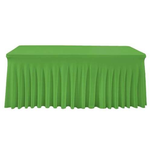 Hrlace Spandex Tischdecke 183 x 76 x 76cm Rechteckige Tischrock Solide Farbe Stretch Tischröcke Tischbezug für Hochzeit Bankett Abendessen Kuchen Buffettisch Dekoration Grün von Hrlace