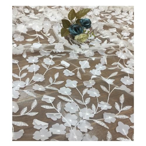 Hrlace Tüll Stoff 130cm x 5 Yard 3D Blumen Bestickter Tüllstoff Transparenter Netzstoff zum Nähen Mode Spitzenstoff für DIY Basteln Hochzeitskleid Tüllröcken Kostümen Heimdekoration Weiß Hrlace Tüll Stoff 130cm x 5 Yard 3D Blumen Bestickter Tüllstoff Transparenter Netzstoff zum Nähen Mode Spitzenstoff für DIY Basteln Hochzeitskleid Tüllröcken Kostümen Heimdekoration Weiß von Hrlace