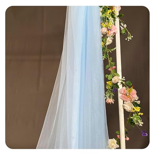 Hrlace Tüll Stoff Organza Band Tüllstoff als Meterware Glanz Stoffe Hochzeit Vorhang Hochzeitsbogen Drapierstoff Tischdecken Deko Schals für Hochzeit Party Geschenke Deko Basteln Blau 10m von Hrlace