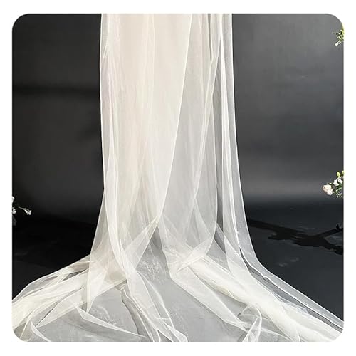 Hrlace Tüll Stoff Organza Band Tüllstoff als Meterware Glanz Stoffe Hochzeit Vorhang Hochzeitsbogen Drapierstoff Tischdecken Deko Schals für Hochzeit Party Geschenke Deko Basteln Champagner 1m von Hrlace