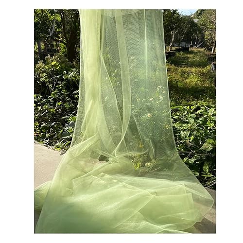 Hrlace Tüll Stoff Organza Band Tüllstoff als Meterware Glanz Stoffe Hochzeit Vorhang Hochzeitsbogen Drapierstoff Tischdecken Deko Schals für Hochzeit Party Geschenke Deko Basteln Fruchtgrün 1m von Hrlace