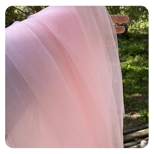 Hrlace Tüll Stoff Organza Band Tüllstoff als Meterware Glanz Stoffe Hochzeit Vorhang Hochzeitsbogen Drapierstoff Tischdecken Deko Schals für Hochzeit Party Geschenke Deko Basteln Hellrosa 1m von Hrlace