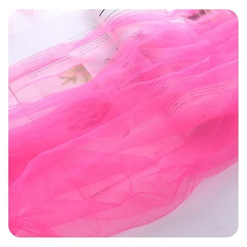 Hrlace Weicher Tüllstoff Regenbogen Netzstoff Chiffon Stoff Dekostoff Mehrfarbiger Tüll 160cm Breit Meterware für DIY Tutu Rock Handwerk Bogen Party Deko Crafts Geschenk Fluoreszierendes Rosa 1 m von Hrlace