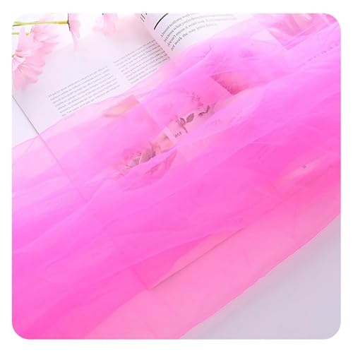 Hrlace Weicher Tüllstoff Regenbogen Netzstoff Chiffon Stoff Dekostoff Mehrfarbiger Tüll 160cm Breit Meterware für DIY Tutu Rock Handwerk Bogen Party Deko Crafts Geschenk Rosarot 1 m von Hrlace