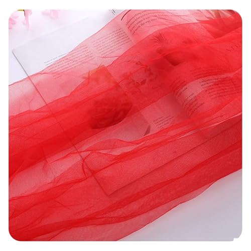 Hrlace Weicher Tüllstoff Regenbogen Netzstoff Chiffon Stoff Dekostoff Mehrfarbiger Tüll 160cm Breit Meterware für DIY Tutu Rock Handwerk Bogen Party Deko Crafts Geschenk Rot 5 m von Hrlace