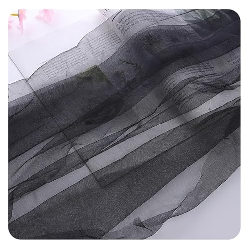 Hrlace Weicher Tüllstoff Regenbogen Netzstoff Chiffon Stoff Dekostoff Mehrfarbiger Tüll 160cm Breit Meterware für DIY Tutu Rock Handwerk Bogen Party Deko Crafts Geschenk Schwarz 1 m von Hrlace