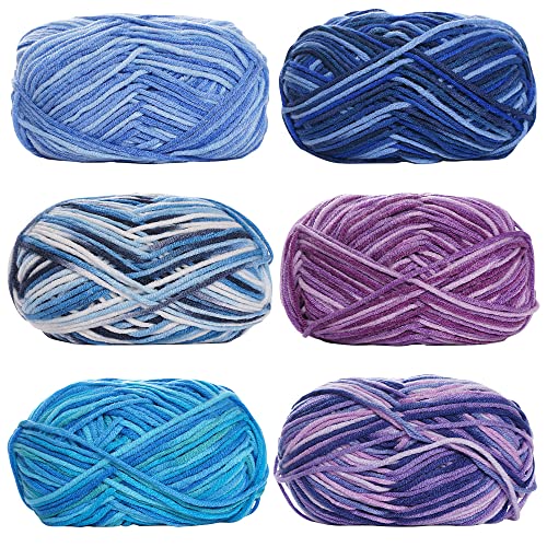 Hrnums Häkelgarn Set 6pcs x 50g Double Knitting Woll Garn zum Häkeln Multi Coloured Hand Stricken Regenbogen Garn Häkelgarn für Anfänger Erwachsene Crochet Yarn für Häkeln Stricken (6PCS-A1) von Hrnums