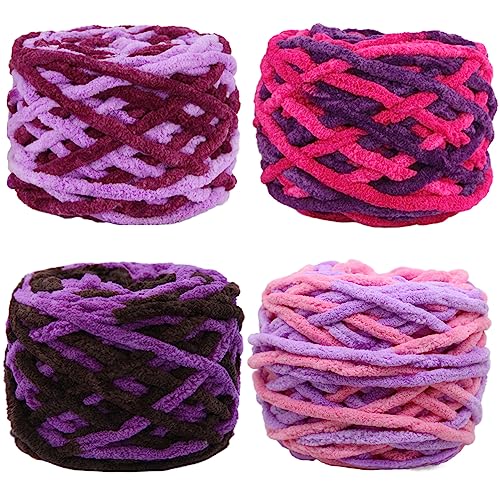 Hrnums Strickgarn Set 4pcs x 80g Double Crochet Wool Garn zum Stricken Weiches dickes Eisstreifen-Häkelgarn Chunky Yarn für Erwachsene Kinder (4PCS-C5) von Hrnums