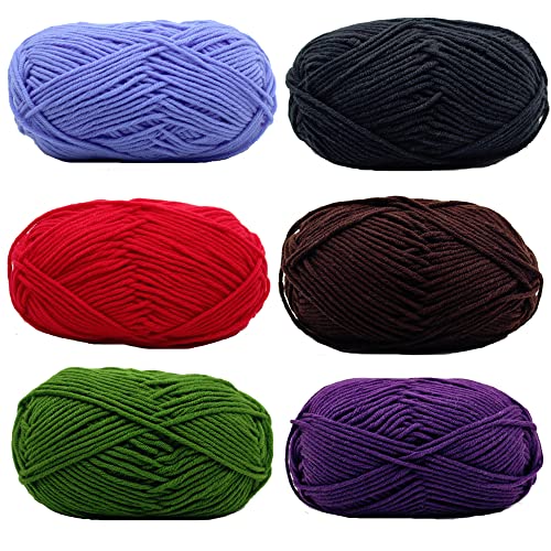 Hrnums Strickgarn Set 6pcs x 50g Double Crochet Wool Garn zum Stricken Mehrfarbiges Handstrickgarn Weiches Häkelgarn für Anfänger DIY Handarbeiten Knitting Yarn für Häkeln Stricken (6PCS-B2) von Hrnums