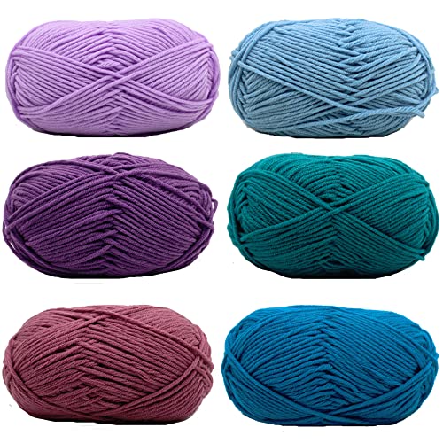 Hrnums Strickgarn Set 6pcs x 50g Double Crochet Wool Garn zum Stricken Mehrfarbiges Handstrickgarn Weiches Häkelgarn für Anfänger DIY Handarbeiten Knitting Yarn für Häkeln Stricken (6PCS-B3) von Hrnums