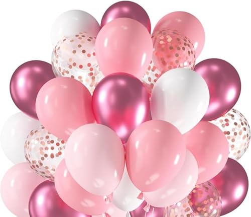 Luftballons Rosa Maca Rosa Metallic rosarote Rosegold Konfetti Ballons 60 PCS Helium Ballons Set Mit 1 Rollen Rosa Band Als Geburtstag Jubiläum Party Dekoration von Hroanc