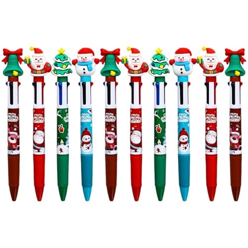 10pcs Weihnachtsthemen Mit Mehrfarbigem Kugelschreiber Einsenswerter Multicolor Stift 4 Color In-1-Kugelschreiber Für Die Notierung Von Zeichnen von Hrtyvhin