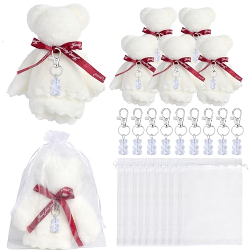 Babypartys Bevorzugen Kinder Plüschbären Schlüsselanhänger Mit Organza Taschen Handtücher Vielen Dank Für Babypartys Partyzubehör von Hrtyvhin