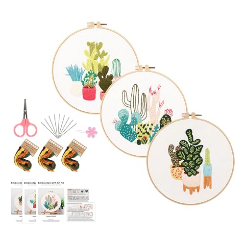 Hrtyvhin 3 Sets Blumenstickerei Set Mit Muster Und Anweisungsanfänger Stitching Set Mit Stickmuster Und Anweisungen von Hrtyvhin