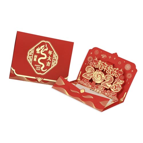 Hrtyvhin 3D Chinese New Year Card Spring Festival Grußkarte Mit Umschlag 2025 Jahr Der Snake Celebration Accessoires von Hrtyvhin