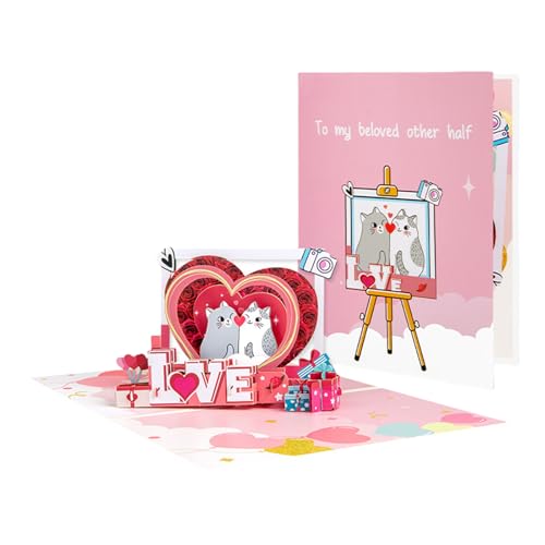 Hrtyvhin 3D Popup Blessing Card Handgefertigte Valentinstag Grußkarte Mit Umschlag Faltbarer Papier Jubiläum Einladungskarte von Hrtyvhin