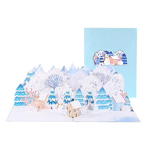 Hrtyvhin 3D Weihnachtskarte Papier Einladungen Karten Winterszene Grußkarten mit Umschlägen Urlaub Postkarte Neujahr von Hrtyvhin