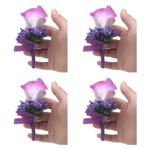 Hrtyvhin Ansteckblume für Braut, Brautjungfer, realistische Blumen-Ansteckblume für Bälle, Anzug, Hochzeitskleid, Korsagen-Dekorationen, 4 Stück von Hrtyvhin