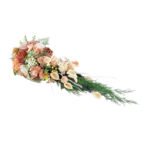 Hrtyvhin Cascading Bridal Bouquet Flower Corsage Künstliche Rosenstrauß Foto Requisiten Braut Bouquet Für Hochzeitsfeier Abschlussball von Hrtyvhin