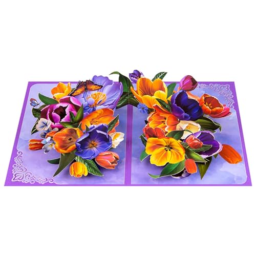 Hrtyvhin Charm Popup Tulips Karten Für Geburtstage Handgefertigte Blumengrüße Mit Platzsparenden Designs Für Personalisierte Nachrichten von Hrtyvhin