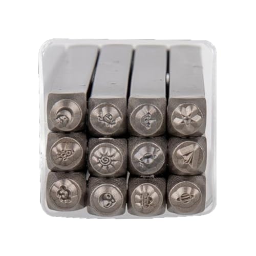 Hrtyvhin Metallstempel-Set, 3 mm, Herz- und Tierstempel-Set, Stanzwerkzeug zum Bedrucken von Metall, Leder, Holz, 12 Stück von Hrtyvhin