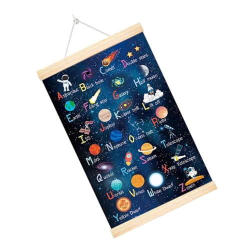 Hrtyvhin Space Planet Alphabets Poster Gerahmt In Holzbügel Für Jungen Raum Für Raum Dekore Lernwandkunst Hängende von Hrtyvhin