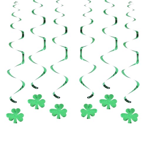 Hrtyvhin StPatrick's Day Hangings Wirbel Dekorationen Grün Glücklich Banner Girlanden Hänge Kleeblätter Wirbel Irische Dekoration von Hrtyvhin