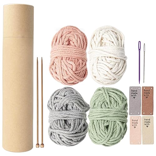 Hrtyvhin Stricksets mit Nadel, Baumwollseil, Strickgarn für Anfänger, Basis-Strickzubehör-Set von Hrtyvhin