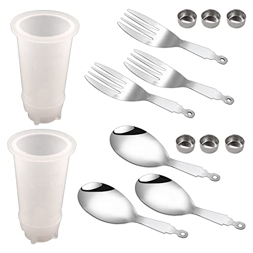 Löffel Gabel Set Mit Silikon Form Geschirr Edelstahl Löffel Gabel Utensil Servierlöffel Kochen Für Küche von Hrtyvhin