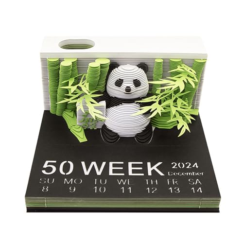 Hryx Tischkalender 2024, 3D-Papier-Notizblock, 3D-Panda-Notizblock Aus Bastelpapier, 217 Blatt Papierschnitz-Notizblock Mit Wochenkalender-Notizblock,A von Hryx