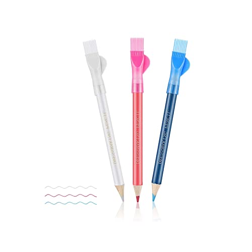 Schneiderkreidestifte zum Nähen Bleistift Schneiderkreidestift Markierstift Nähen Stoff Markierstift für Schneiderarbeiten, Nähen, Notizen, Nähutensilien und Zubehör, 3pcs (Weiß, Rosa und Blau) von HsentimenH