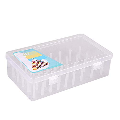 HshDUti Nähgarn-Box, 42 Spulen Nähgarn-Aufbewahrungsbox Organizer Behälter große Kapazität Nähgarnhalter Kunststoff Nähgarn-Organizer für Nähen, Sticken, Quilten transparent von HshDUti