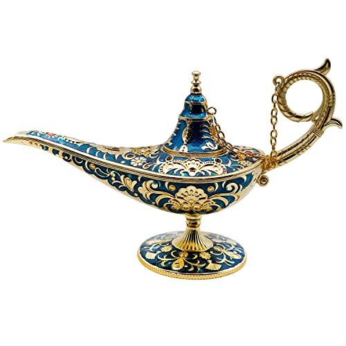 Aladdin Magic Genie Lampen - Magic Genie Licht Lampe für Zuhause Hochzeit Tischdekoration Kostüm Requisiten Lampentopf & Geschenk für Party/Halloween/Geburtstag, Blau von Hsiwto