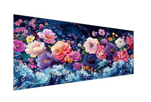 Blume Diamond Painting Erwachsene Groß 100x220cm,Diamond Painting Wellen Diamant Painting Bilder Kinder,Eckige Steine Diamant Kunst Malerei Stickerei Basteln,Weihnachten Geschsenk,Zuhause Dekor ZJ-232 von Hsqpoobd