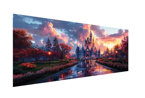 Diamond Painting XXL 100x200cm,5D Diamond Painting Schloss Diamond Painting Erwachsene,Diamant Painting Bilder Kirschblüten Diamond-Painting,für Wohnzimmer Schlafzimmer Dekor,Geschenk Mädchen ZJ-209 von Hsqpoobd