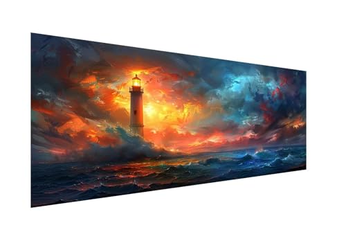 Diamond Painting XXL 100x220cm,5D Diamond Painting Leuchtturm Diamond Painting Erwachsene,Diamant Painting Bilder Wellen Diamond-Painting,für Wohnzimmer Schlafzimmer Wand Dekor,Geschenk Mädchen ZJ-205 von Hsqpoobd