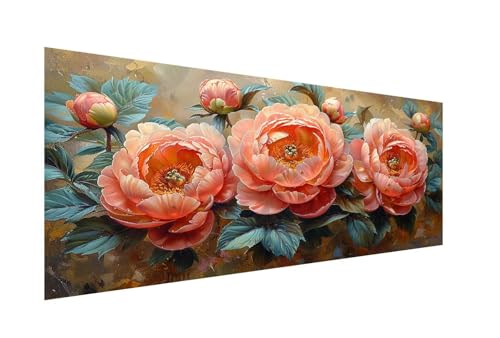 Diamond Painting XXL 40x80cm,5D Diamond Painting Blume Diamond Painting Erwachsene,Diamant Painting Bilder Pfingstrose Diamond-Painting,für Wohnzimmer Schlafzimmer Wand Deko,Geschenk Mädchen ZJ-409 von Hsqpoobd