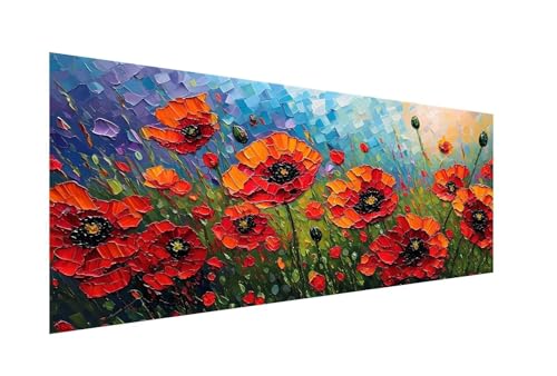 Diamond Painting XXL 60x120cm, 5D Diamond Painting Blume Diamond Painting Erwachsene, Diamant Painting Bilder Mohn Diamond-Painting, für Wohnzimmer Schlafzimmer Wand Deko, Geschenke für Frauen ZJ-621 von Hsqpoobd