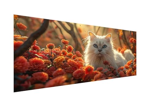 Diamond Painting XXL 70x140cm, 5D Diamond Painting Blume Diamond Painting Erwachsene, Diamant Painting Bilder Katze Diamond-Painting, für Wohnzimmer Schlafzimmer Wand Dekor, Geschenk Mädchen ZJ-301 von Hsqpoobd