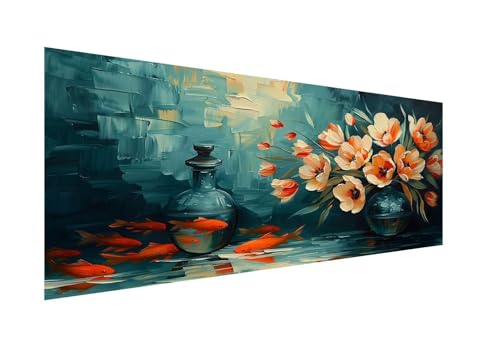 Koi Diamond Painting Erwachsene Groß 100x200cm,Diamond Painting Blume Diamant Painting Bilder Kinder,Eckige Steine Diamant Kunst Malerei Stickerei Basteln,Weihnachten Geschsenk,Zuhause Dekor ZJ-222 von Hsqpoobd