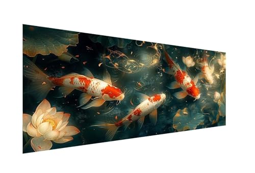 Koi Diamond Painting Erwachsene Groß 30x60cm, Diamond Painting Lotus Diamant Painting Bilder Kinder, Eckige Steine Diamant Kunst Malerei Stickerei Basteln, Weihnachten Geschsenk, Zuhause Deko ZJ-188 von Hsqpoobd