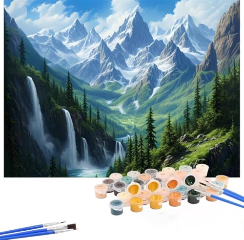 Malen Nach Zahlen Erwachsene Landschaft, Malen Nach Zahlen Berg Malen Nach Zahlen Kinder, DIY Handgemalt Ölgemälde Kreativ Set mit 3-Pinseln und Acrylfarben, Deko Wohnzimmer, Ohne Rahmen 60x80cm Hs-1 von Hsqpoobd