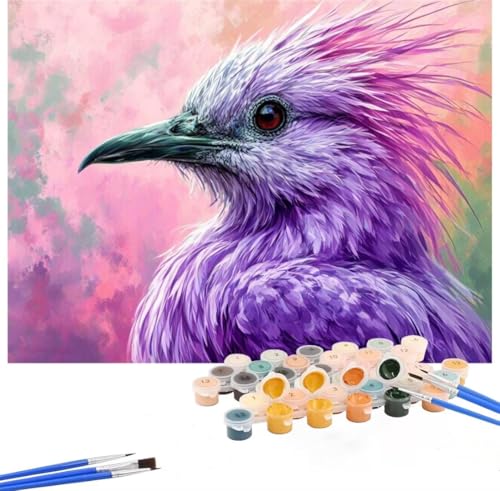 Malen Nach Zahlen Erwachsene Tier, Malen Nach Zahlen Vogel Malen Nach Zahlen Kinder, DIY Handgemalt Ölgemälde Kreativ Set mit 3-Pinseln und Acrylfarben, Deko Wohnzimmer, Ohne Rahmen 40x50cm Hs-19 von Hsqpoobd