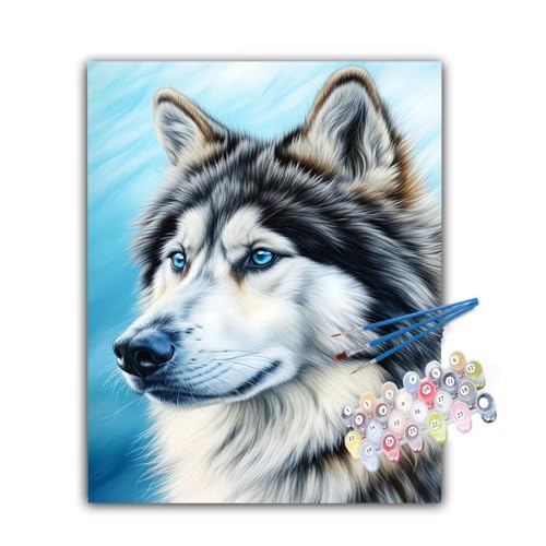 Malen Nach Zahlen Erwachsene Tier, Malen Nach Zahlen Wolf Malen Nach Zahlen Kinder, DIY Handgemalt Ölgemälde Kreativ Set mit 3-Pinseln und Acrylfarben, Deko Wohnzimmer, Ohne Rahmen 100x130cm Hs-512 von Hsqpoobd