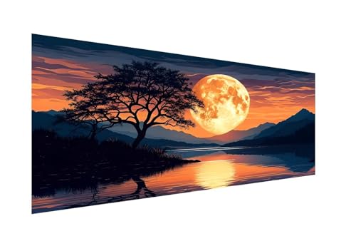 See Diamond Painting Erwachsene Groß 70x140cm, Diamond Painting Mond Diamant Painting Bilder Kinder, Runden Steine Diamant Kunst Malerei Stickerei Basteln, Weihnachten Geschsenk, Zuhause Deko ZJ-630 von Hsqpoobd