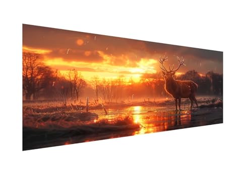 Sonnenaufgang Diamond Painting Erwachsene Groß 100x200cm,Diamond Painting Reh Diamant Painting Bilder Kinder,Eckige Diamant Kunst Malerei Stickerei Basteln,Weihnachten Geschsenk,Zuhause Dekor ZJ-216 von Hsqpoobd